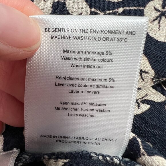 Ganni Roseburg Crepe Dress Maxi Tie Strap Total Eclipse Navy Leaf Print US 4 - Picture 16 of 16